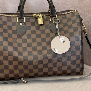 kate spade Eva Floral disc Leather Key fob charm NWOT